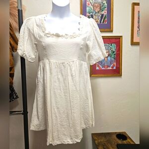 TCEC White Dress with Flower Trim